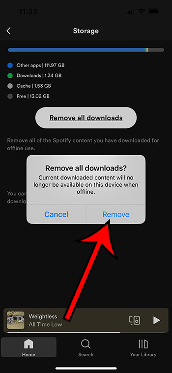 how to delete iPhone Spotify downloads