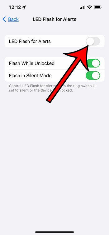 how to turn off flash notification on iPhone 13